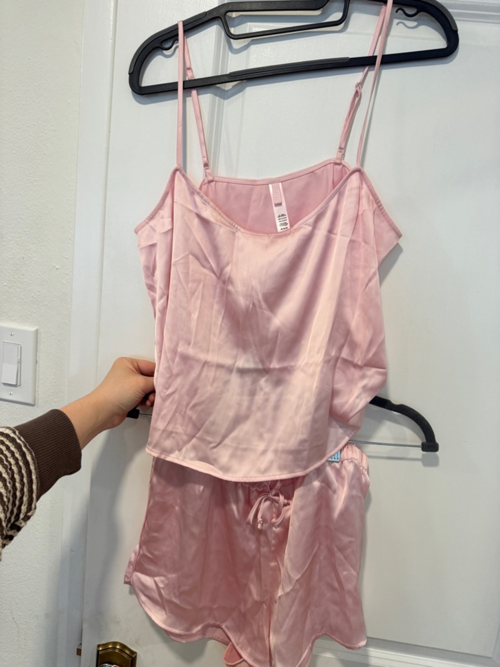 SKIMS Blush Pink Satin Cami & Shorts Pajama Set